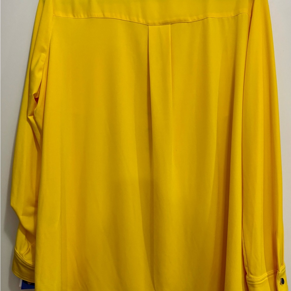 Avenue Women's Yellow Lace-Up Blouse - Picture 5 of 5